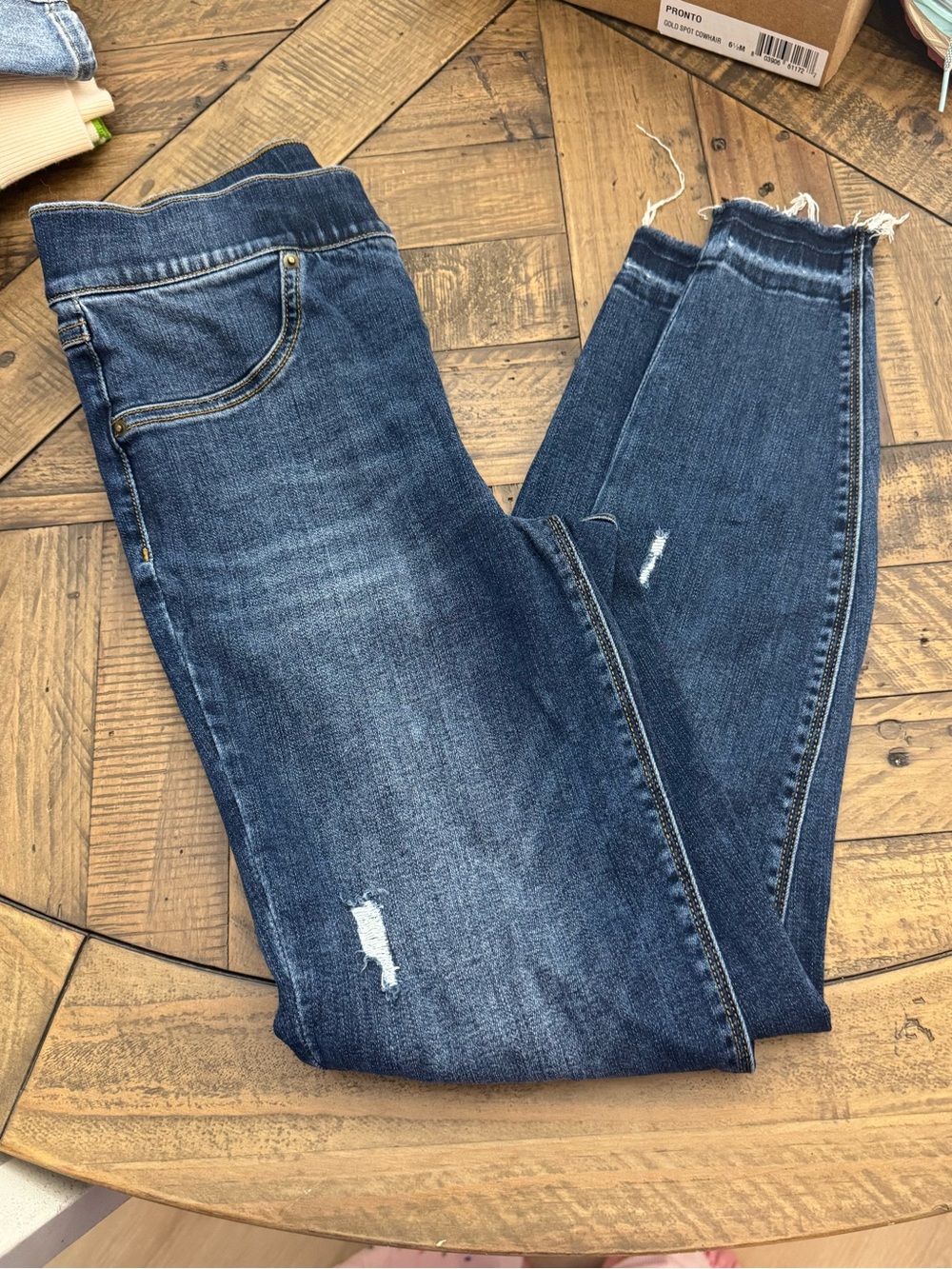 SPANX Dark Blue Distressed Skinny Jeans